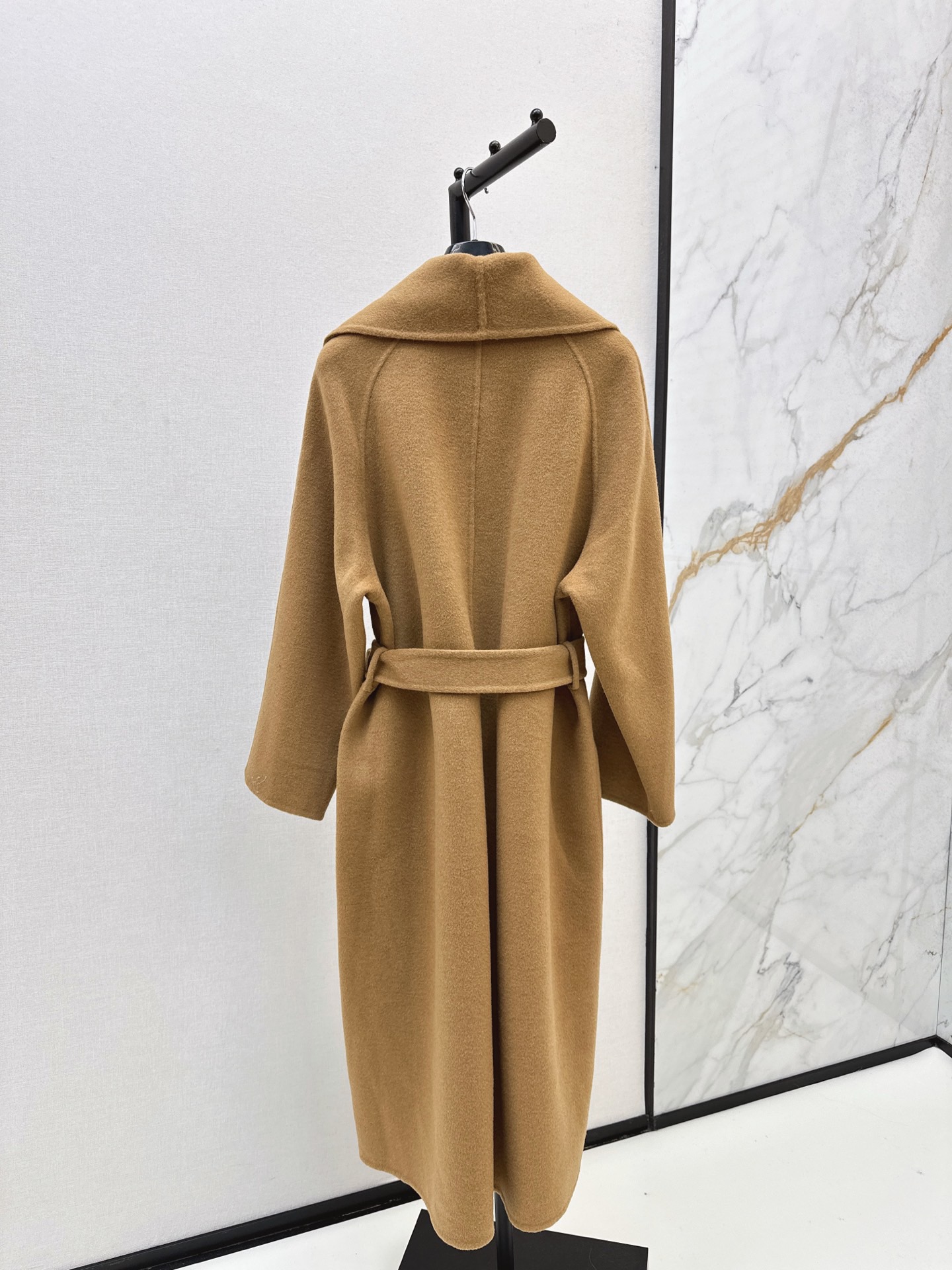 Fen*di Camel Tie-Waist Wool Coat