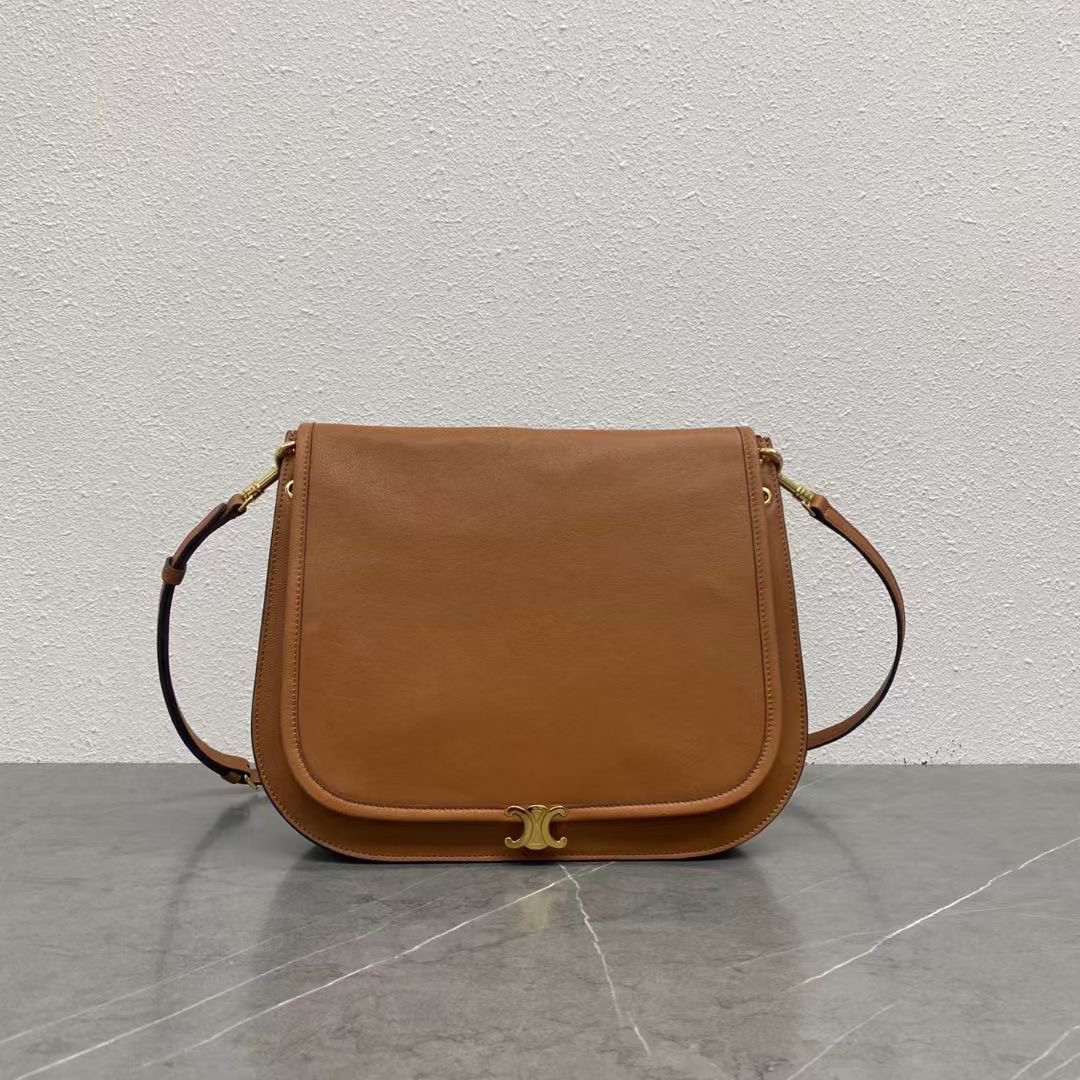 Celin* Soft Triomphe Besace Leather Shoulder Bag-32x7x27CM