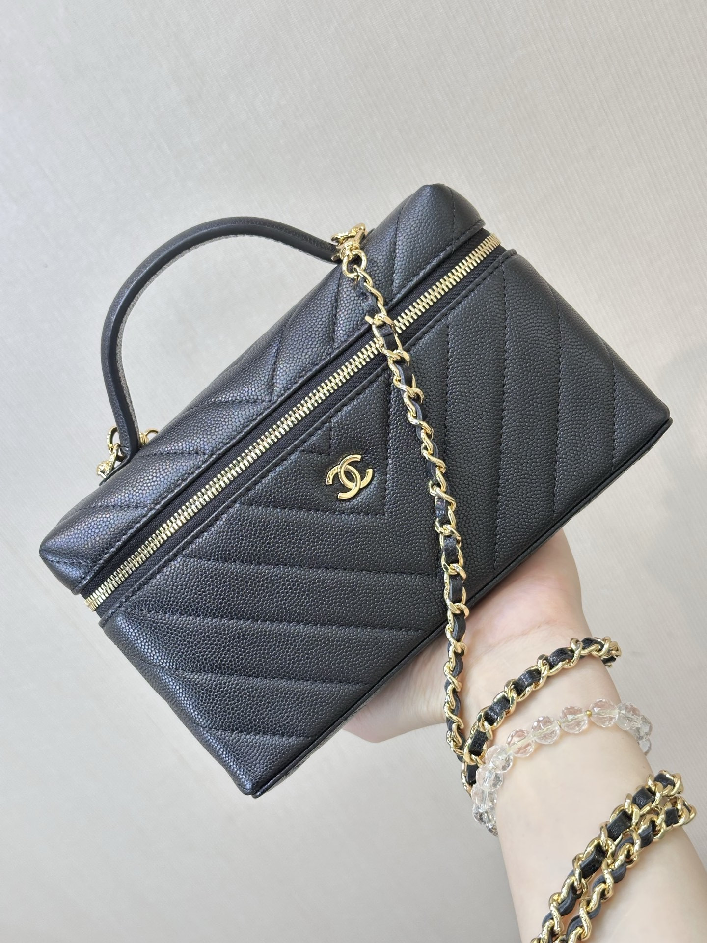 Ch@nel Cosmetic Bag-Caviar-19CM
