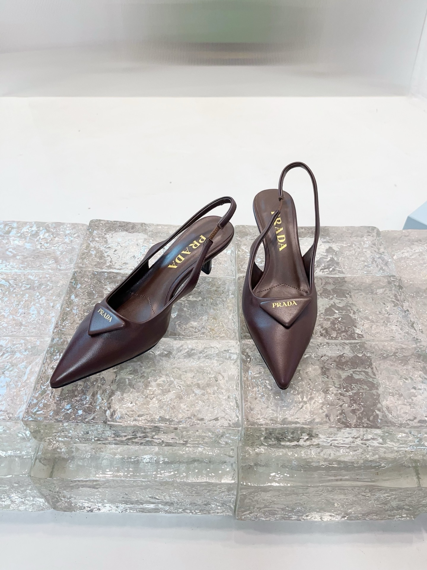 Pra*a Slingback Leather Pumps-5.5CM