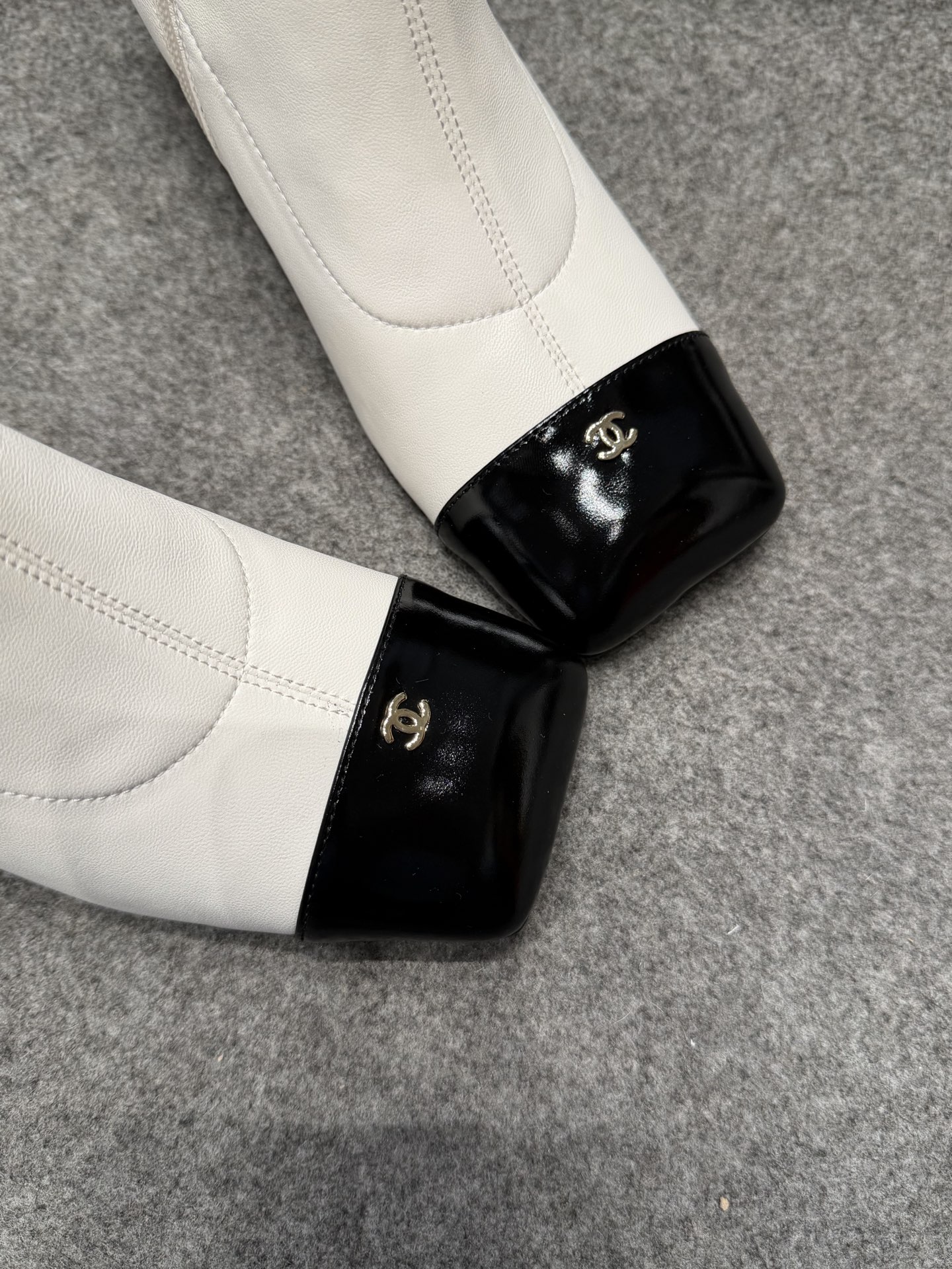 Ch@nel Stretch Lambskin Patent Boots