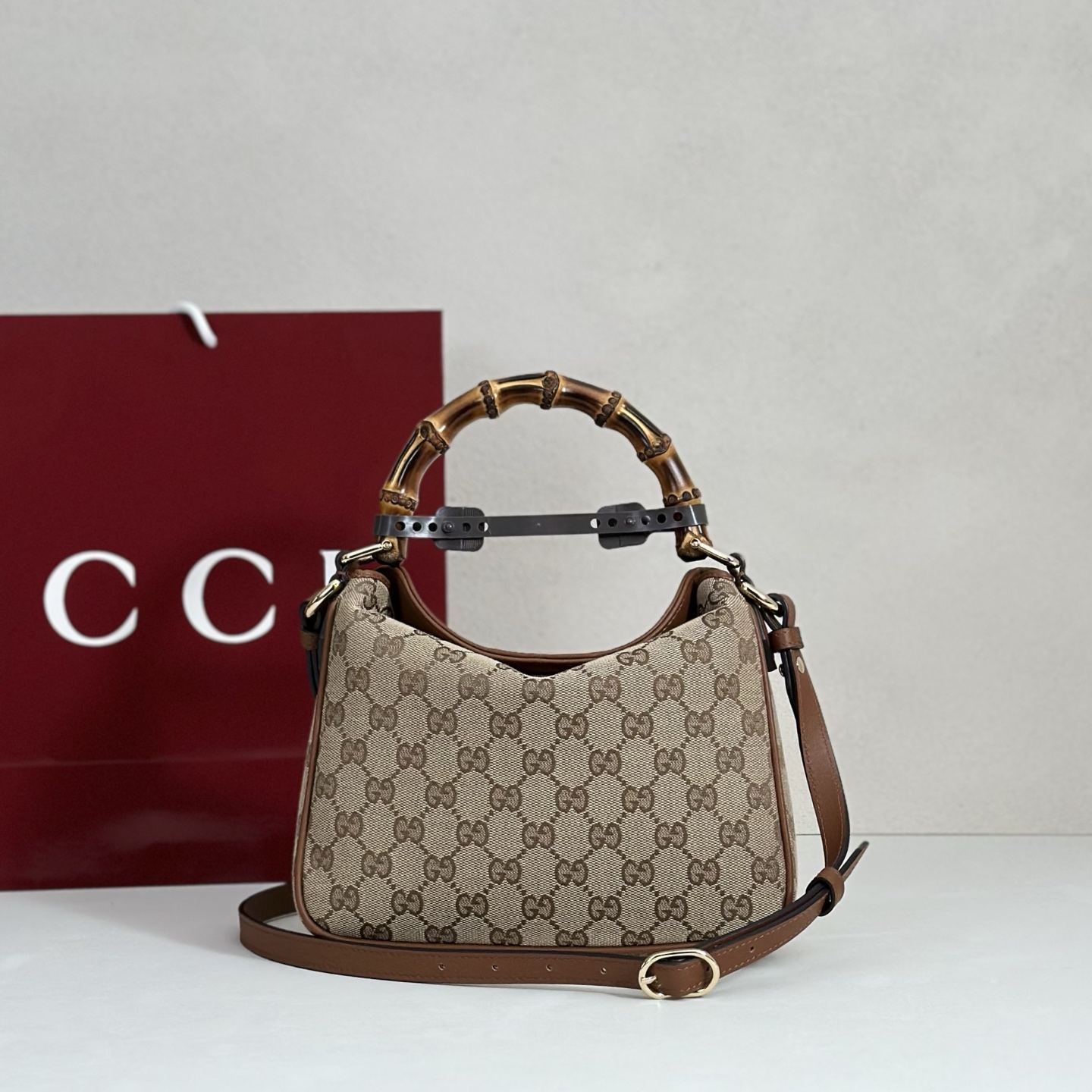 Gv*c*i Diana GG Canvas Tote Bag-25*15*5CM