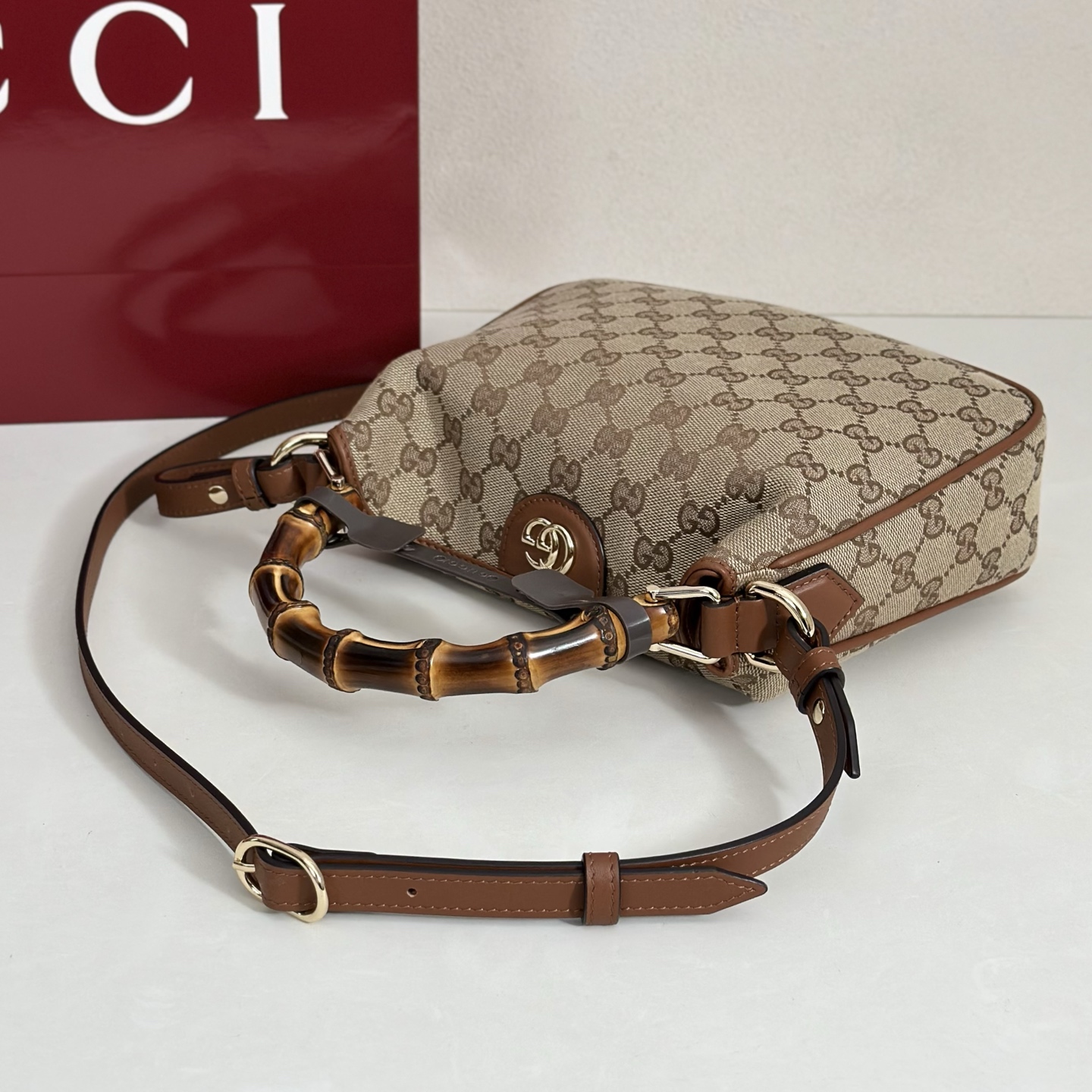 Gv*c*i Diana GG Canvas Tote Bag-25*15*5CM