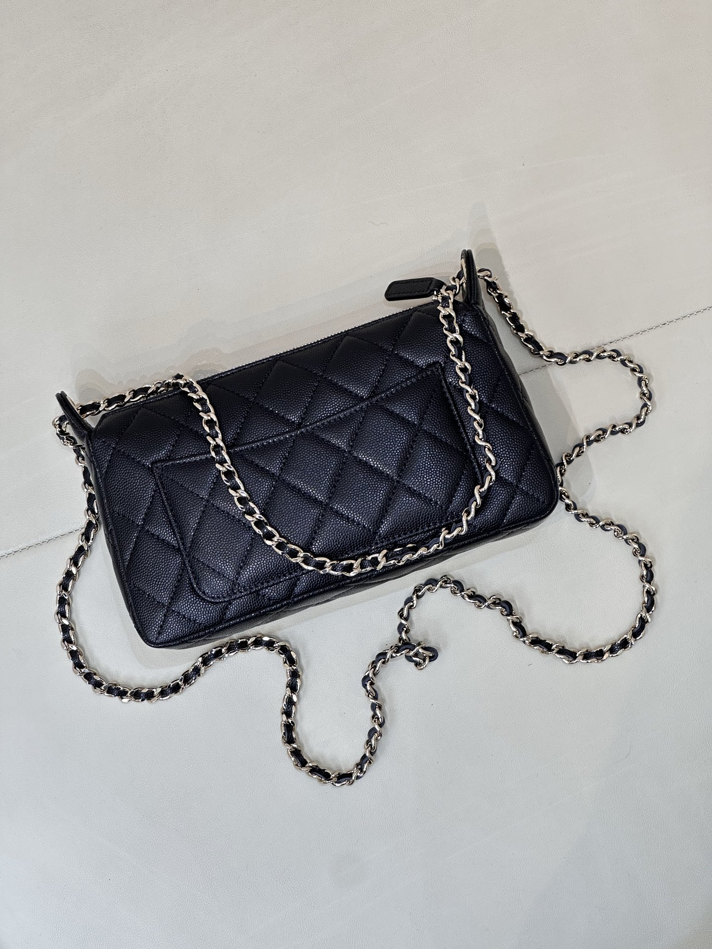 *Ch@Nel Caviar Quilted Purse With Chain Black-26*17*8CM