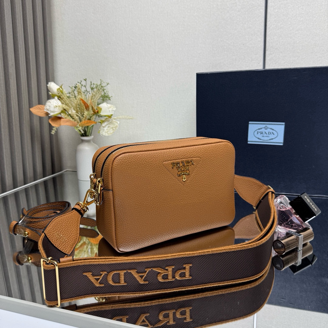 Pra*a Leather Shoulder Bag-1BH082-22*14*8CM