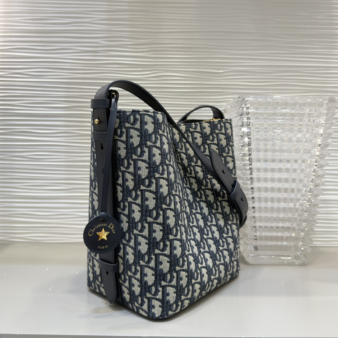 Diro Small D10rstar Bucket Bag Blue Oblique Jacquard-24*24*15CM