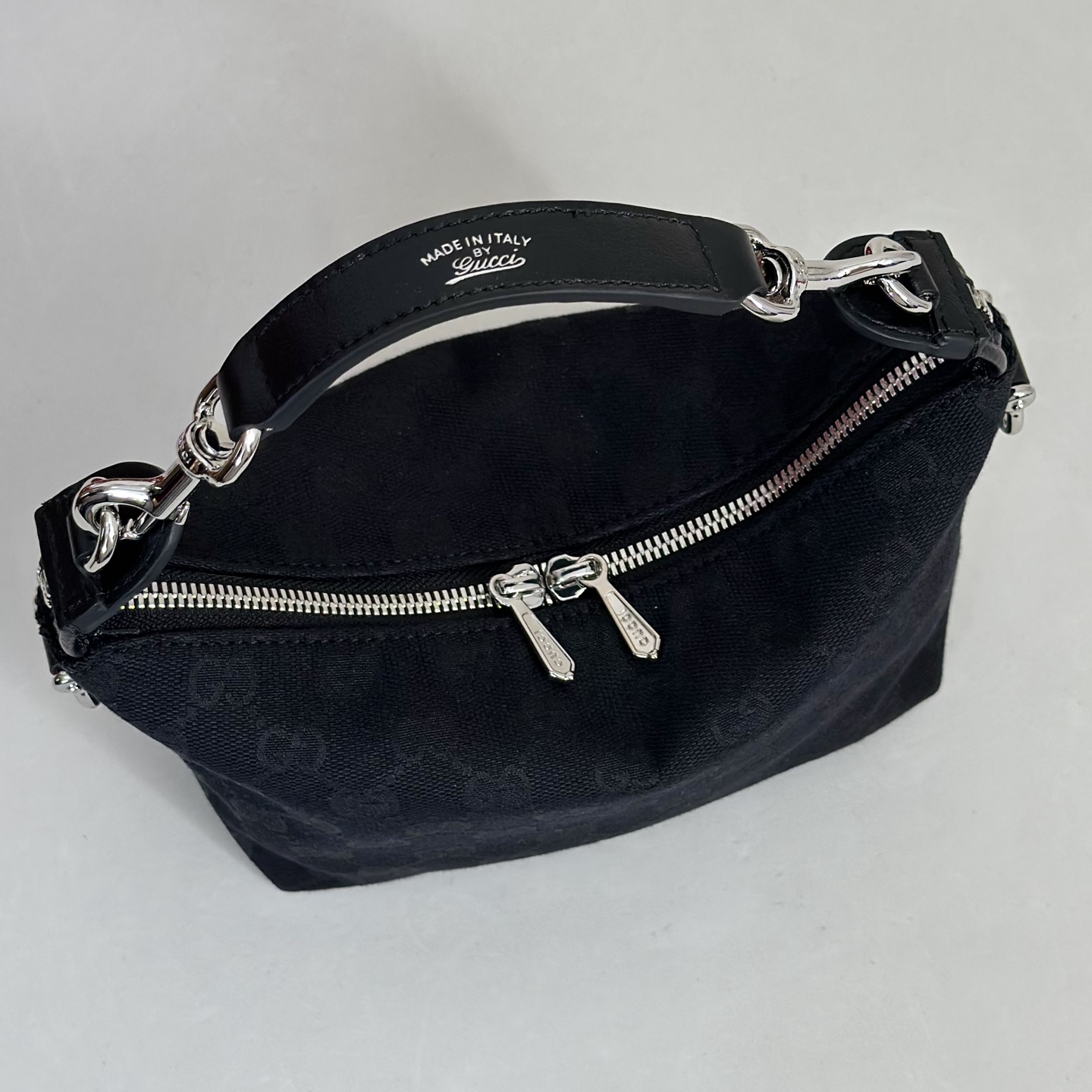 G*ucc* Brera Small Crossbody Bag In Black GG Canvas-25.5*14*8CM