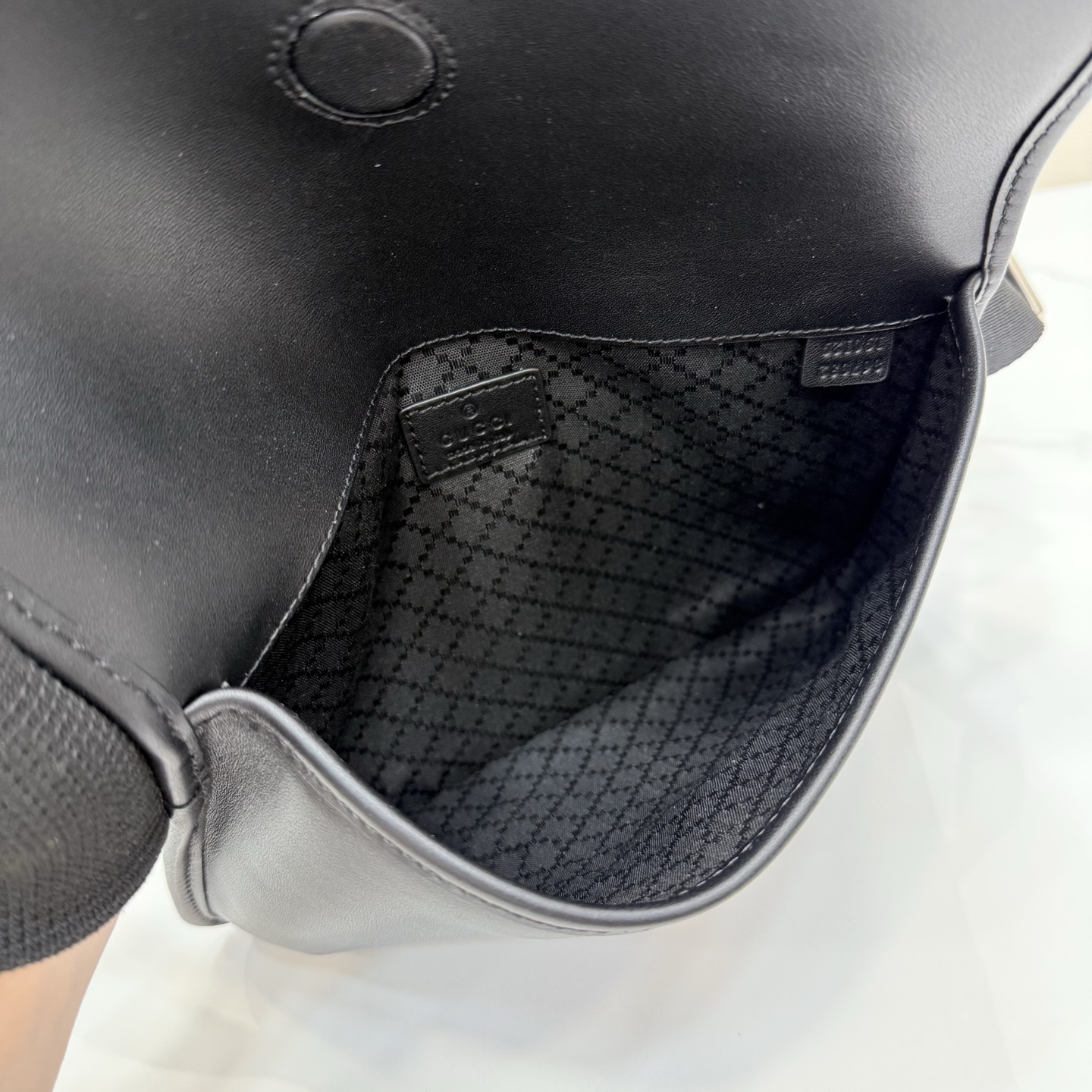 Gv*c* Web Trademark Small Belt Bag In Black Leather