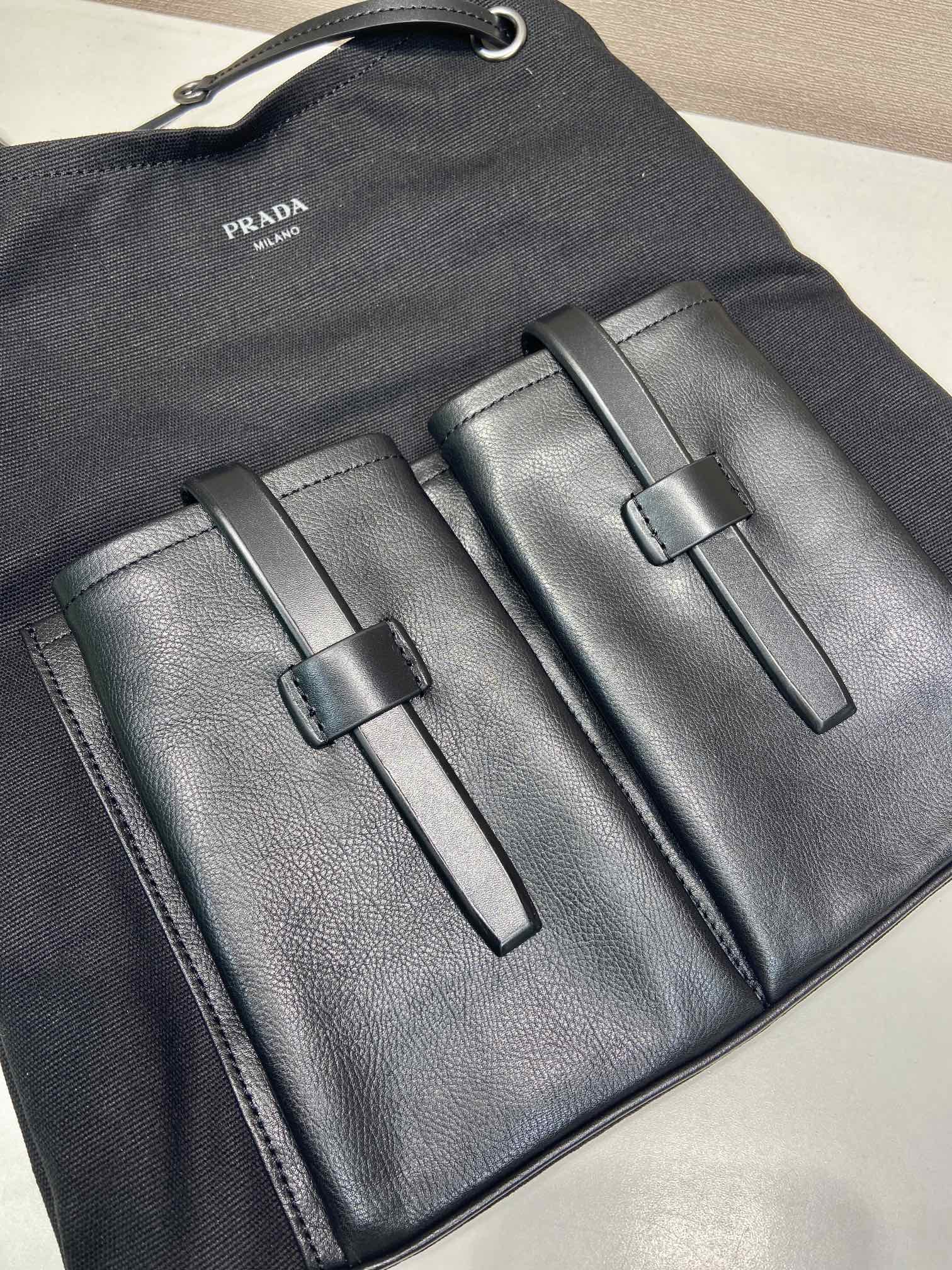Pra*a Large Route Leather Tote Bag-1BC293-39*33CM