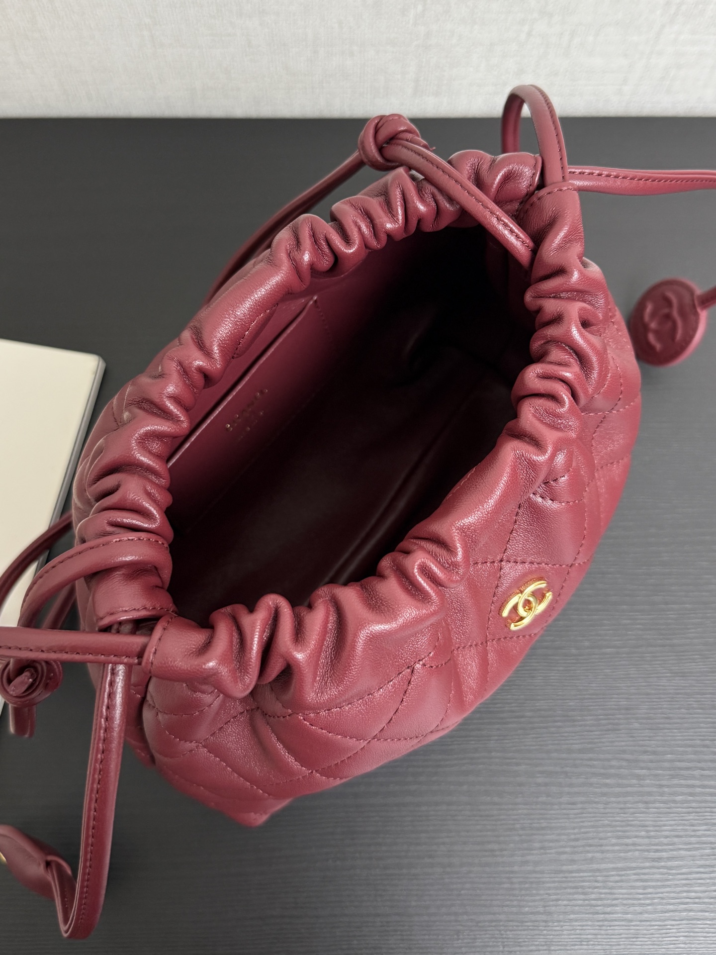 Ch@Nel Cc Chain Bucket Drawstring Bag-28*18*8CM