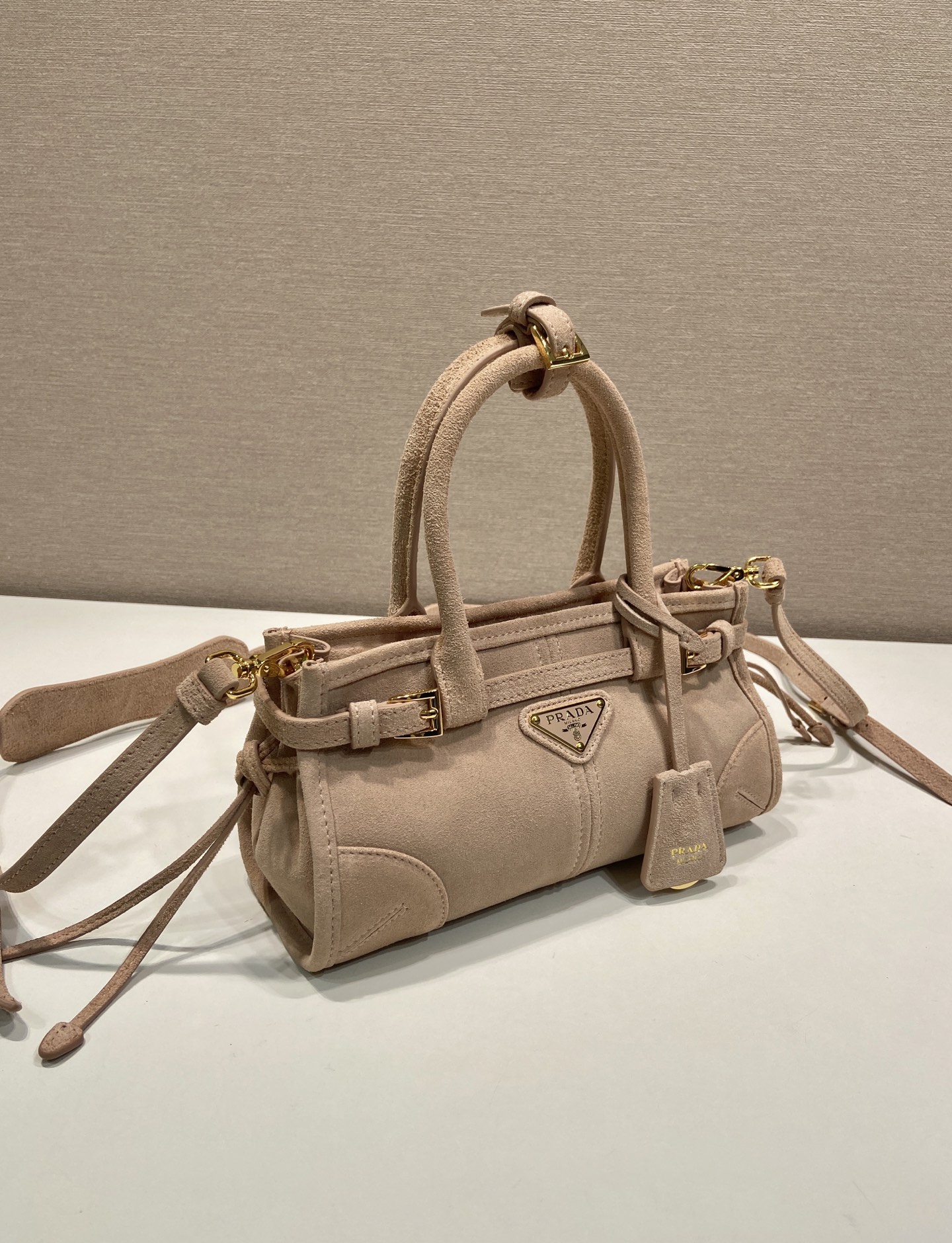 Pra*a Bonnie Suede Handbag-23.5*12*9CM