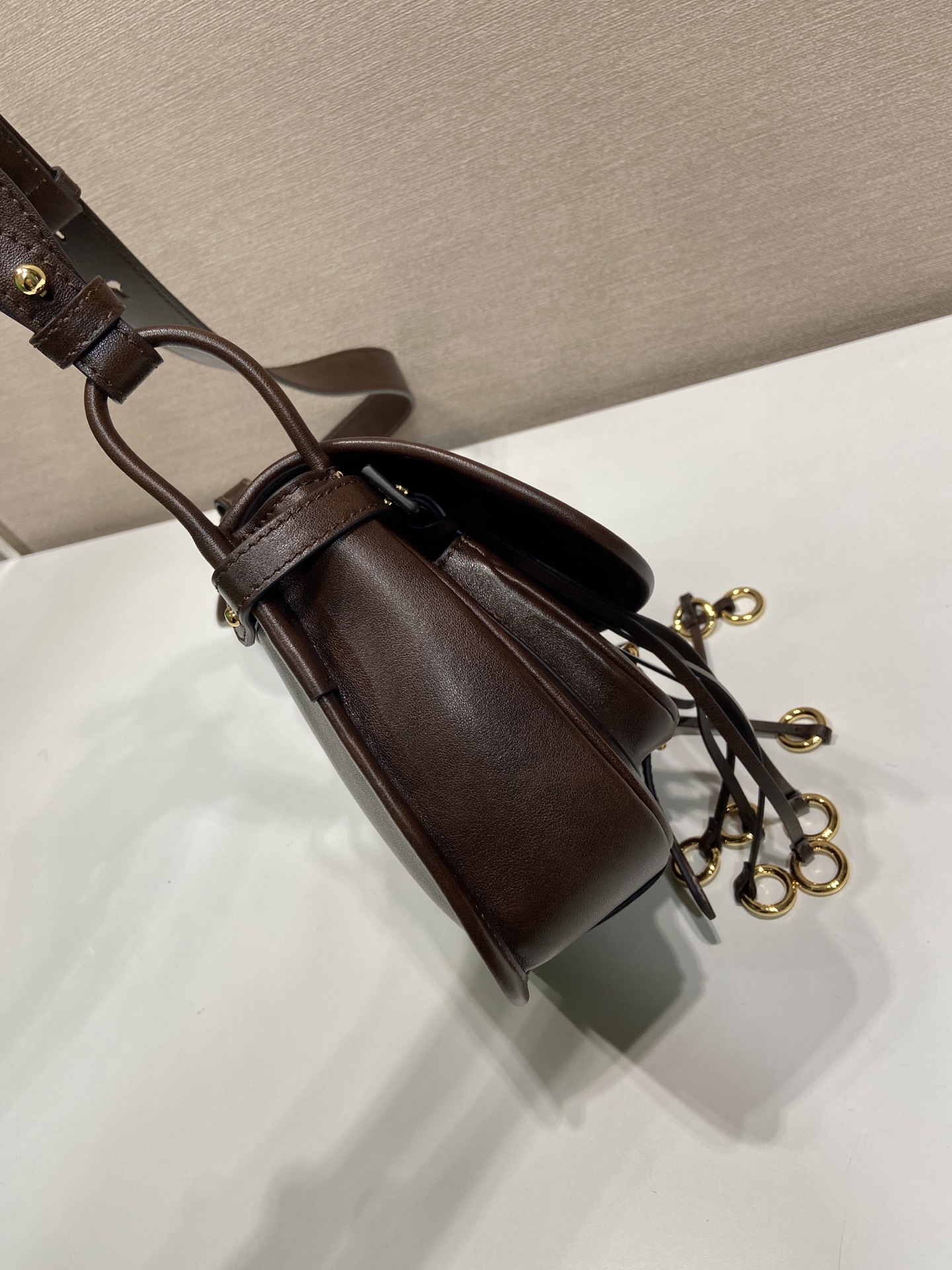 Pra*a Corsaire Aged Shoulder Bag-19.5*16.5*6CM