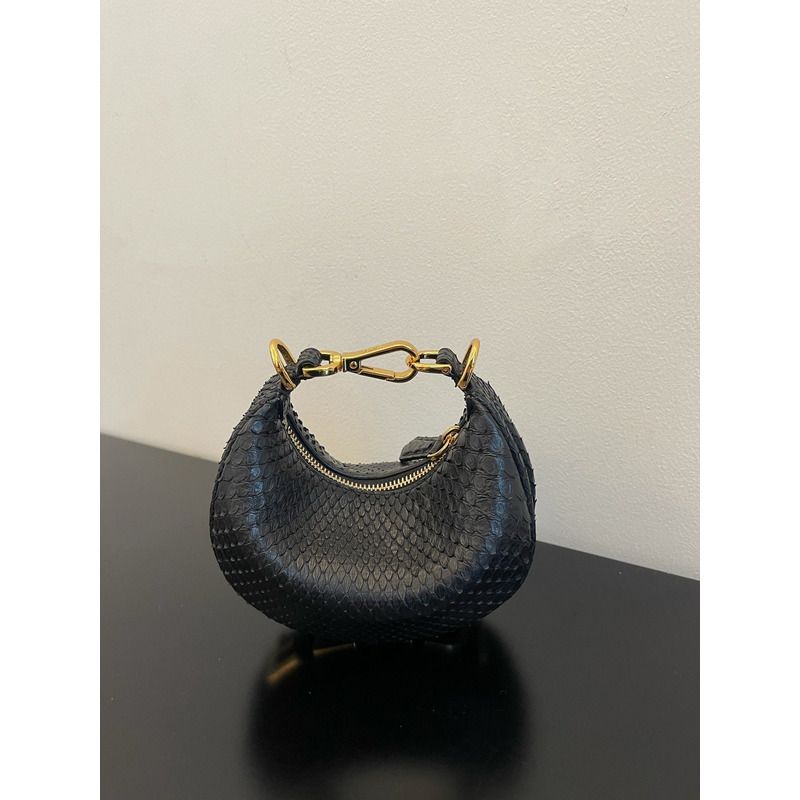 F**di graphy mini laminated leather bag black