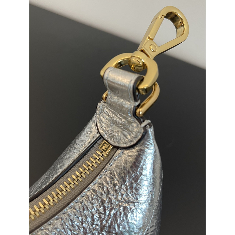 F**di graphy mini silver laminated leather bag