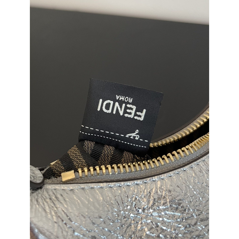 F**di graphy mini silver laminated leather bag