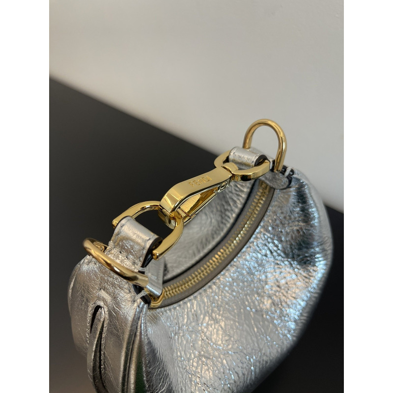 F**di graphy mini silver laminated leather bag