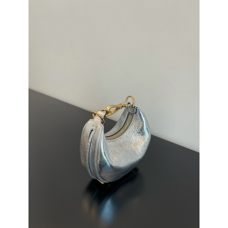 F**di graphy mini silver laminated leather bag