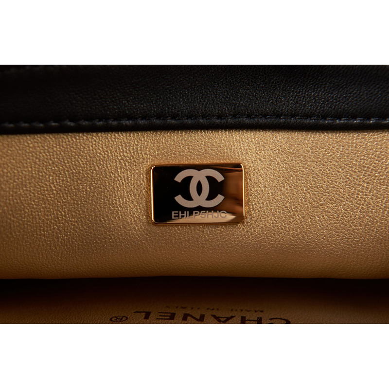 Ch*el flap bag black gold cc gold beads with suede diamond pattern shoulder bag
