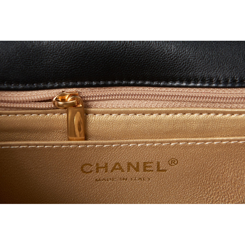 Ch*el flap bag black gold cc gold beads with suede diamond pattern shoulder bag