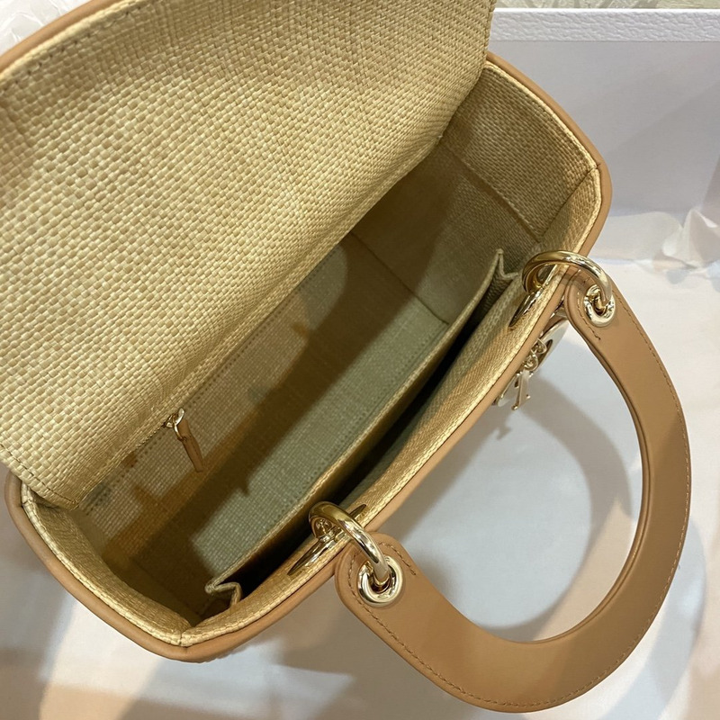 D*or medium lady D*or bag raffia cannage  24 x 20 x 11