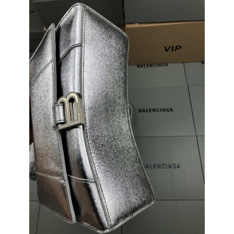 Ba*len*cia*ga hourglass bag water ripple silver