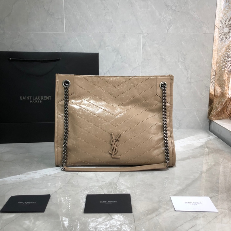 Saint laurent Ysl Niki Shopping Bag Leather Milk Brown