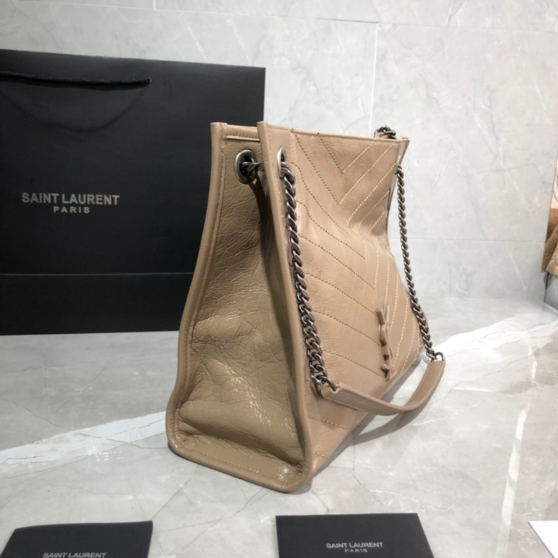 Saint laurent Ysl Niki Shopping Bag Leather Milk Brown