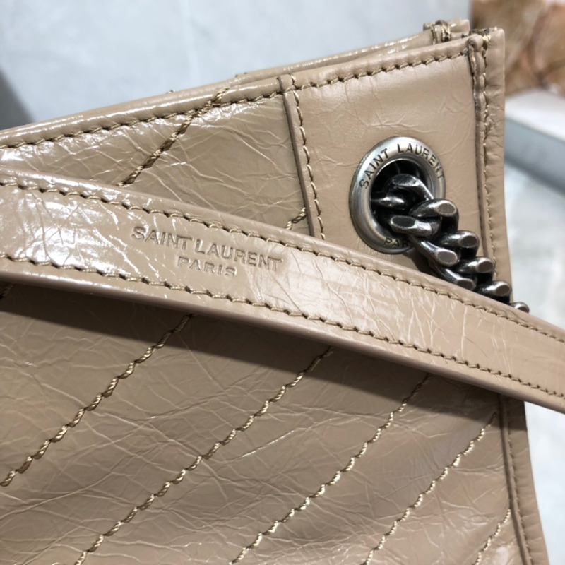 Saint laurent Ysl Niki Shopping Bag Leather Milk Brown