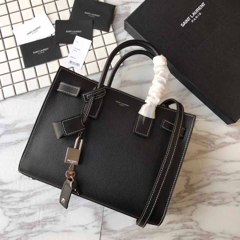 Saint Laurent Saint Laurent New Sac de jour Large Diamond White Line Organ Bag Collection Handbag Black