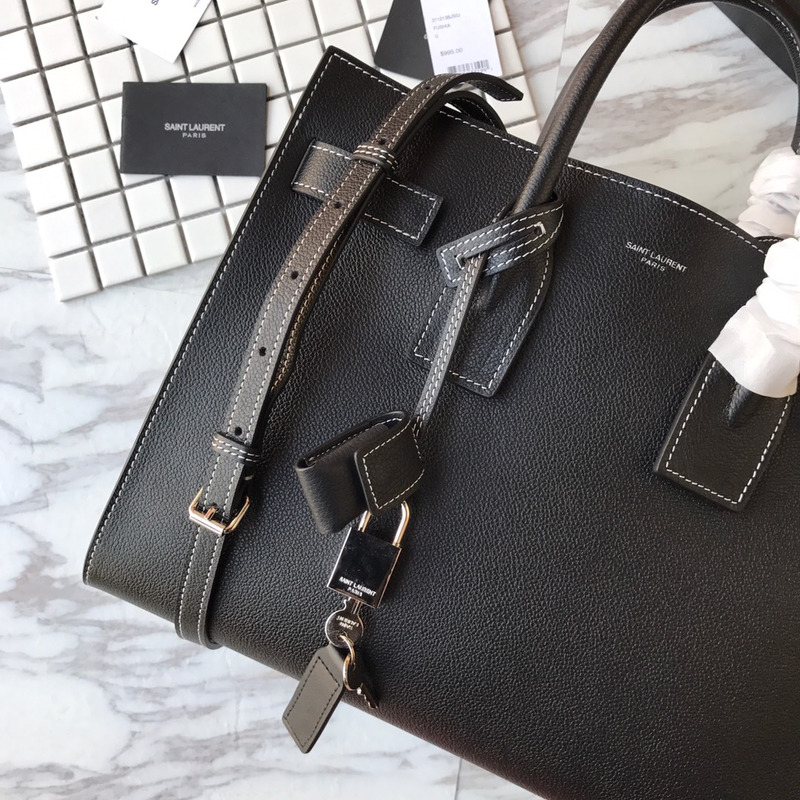 Saint Laurent New Sac de jour Large Diamond White Line Organ Bag Collection Handbag Black