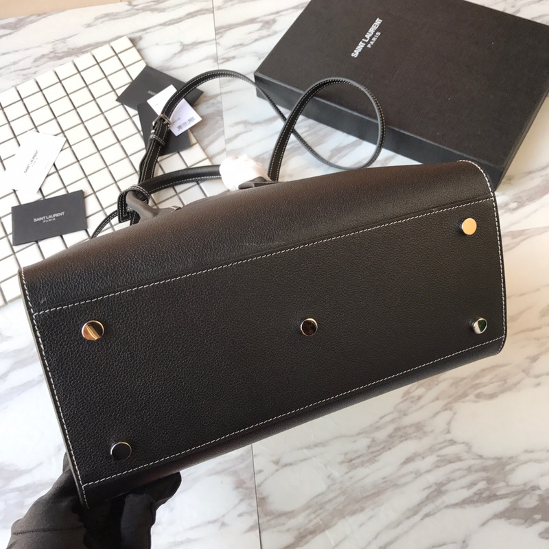 Saint Laurent New Sac de jour Large Diamond White Line Organ Bag Collection Handbag Black