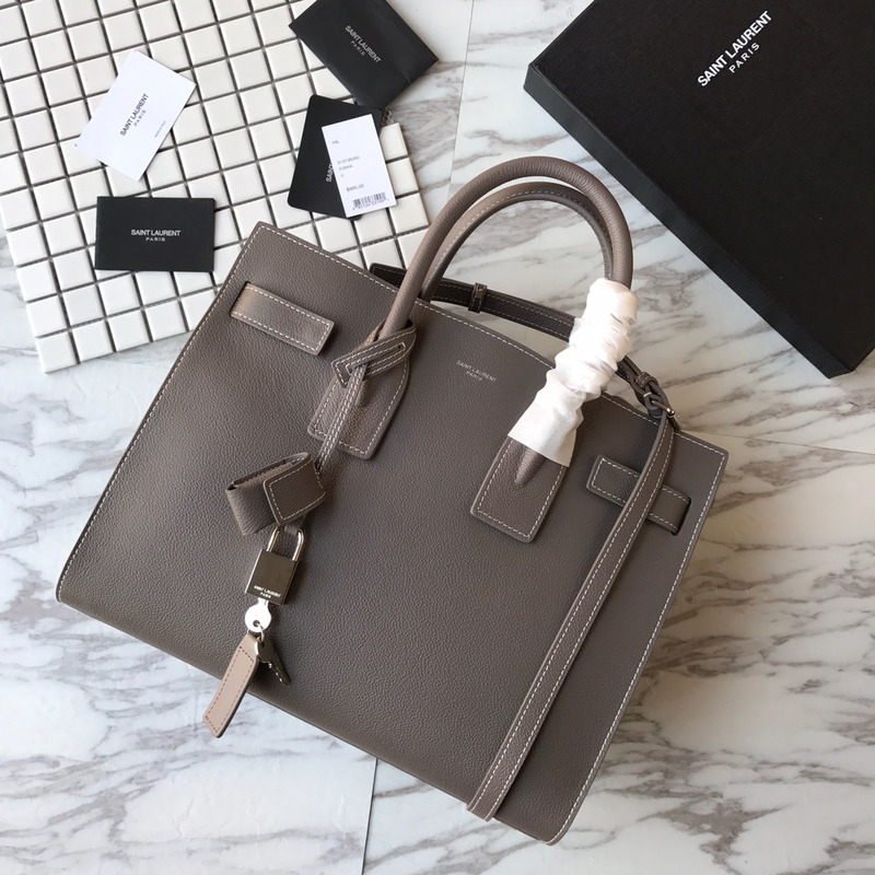 Saint Laurent new Sac de jour diamond pattern white line organ bag series handbag gray