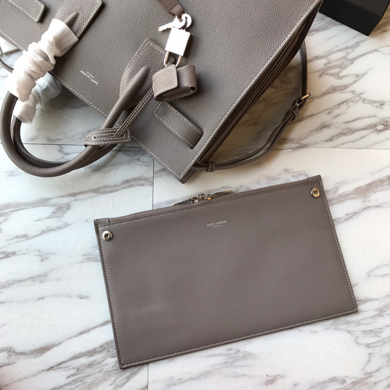 Saint Laurent new Sac de jour diamond pattern white line organ bag series handbag gray