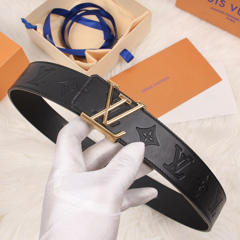 LV INITIALES 40MM HISTO BLACK LEATHER GOLD LV