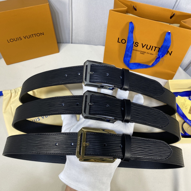 l**is V*t*n black stripe leather belt