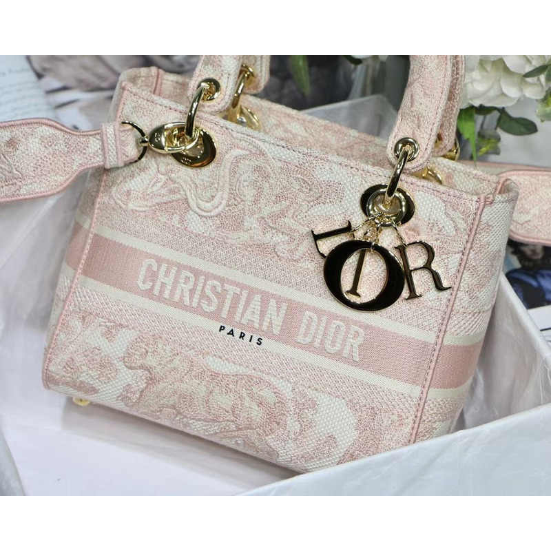 D*or lady d-lite bag rose des vents toile de jouy embroidery in light pink