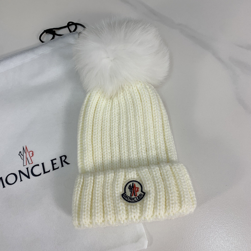 Moncler Kids Wool Hat White