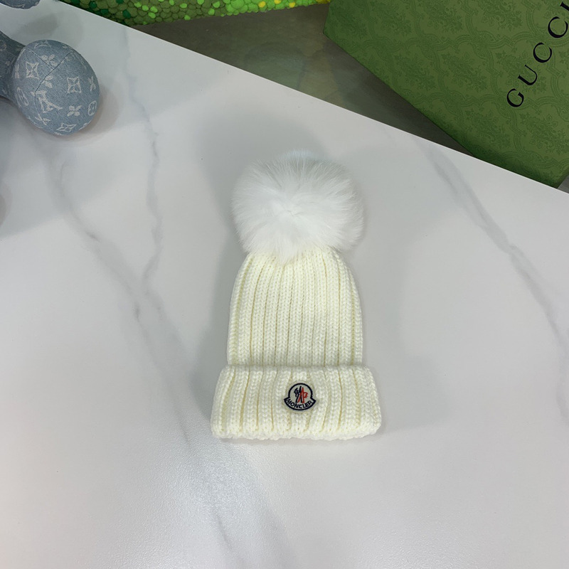 Moncler Kids Wool Hat White