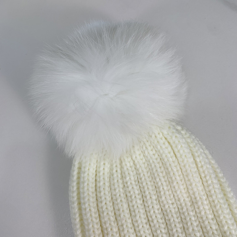 Moncler Kids Wool Hat White