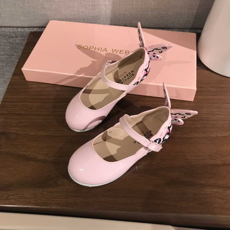 Sophia Webster Kids Leather Flat Shoes Pink