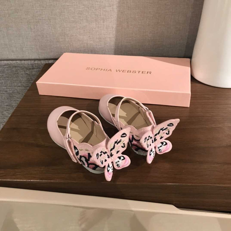 Sophia Webster Kids Leather Flat Shoes Pink