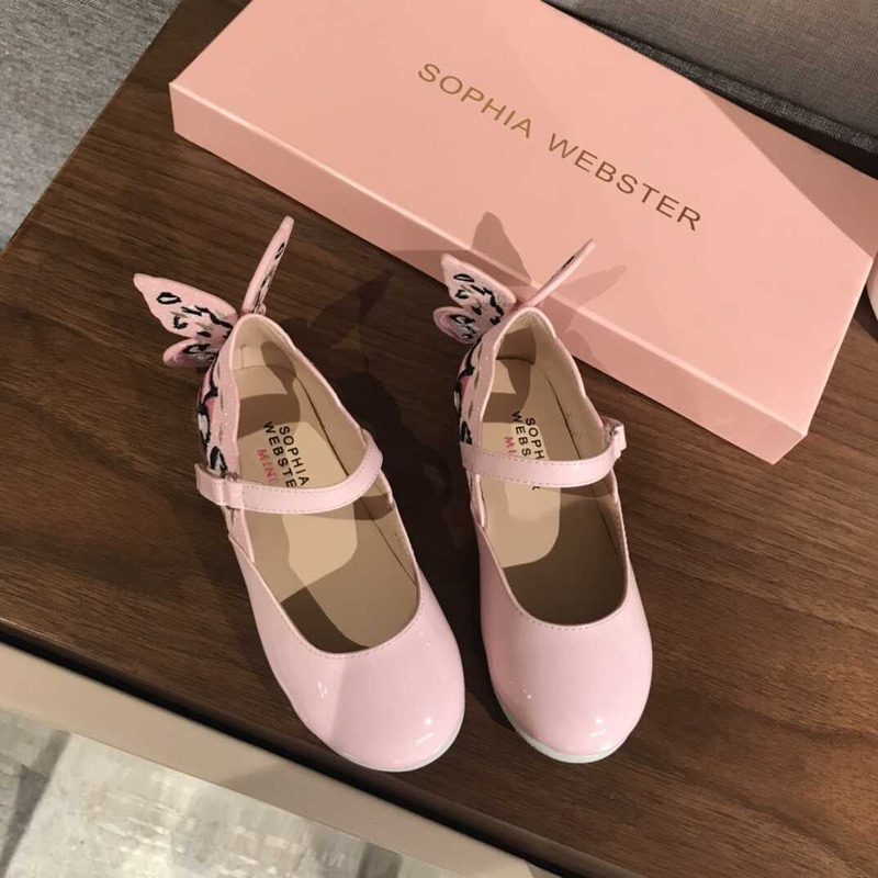 Sophia Webster Kids Leather Flat Shoes Pink