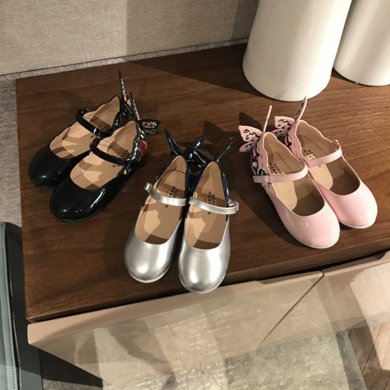 Sophia Webster Kids Leather Flat Shoes Pink