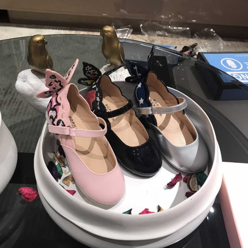 Sophia Webster Kids Leather Flat Shoes Pink