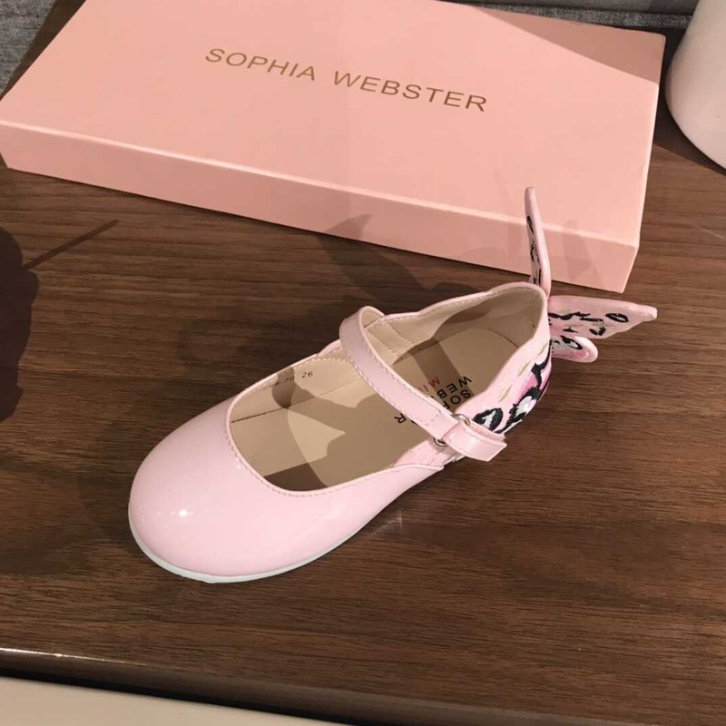 Sophia Webster Kids Leather Flat Shoes Pink