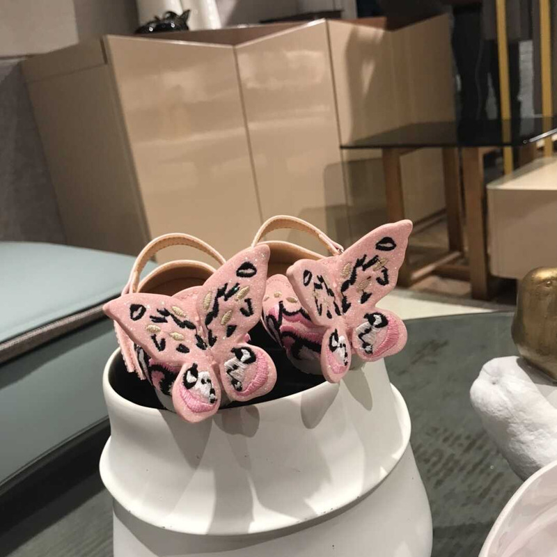 Sophia Webster Kids Leather Flat Shoes Pink