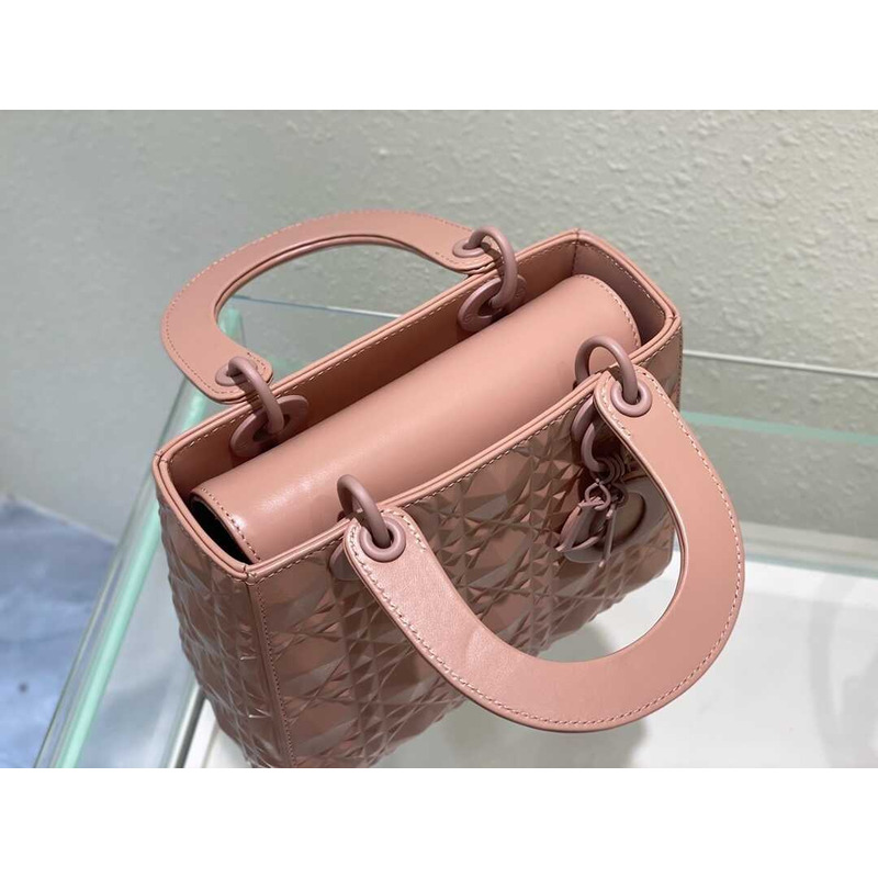 D*or small lady D*or my abacD*or calfskin diamond cannage bag rose pink