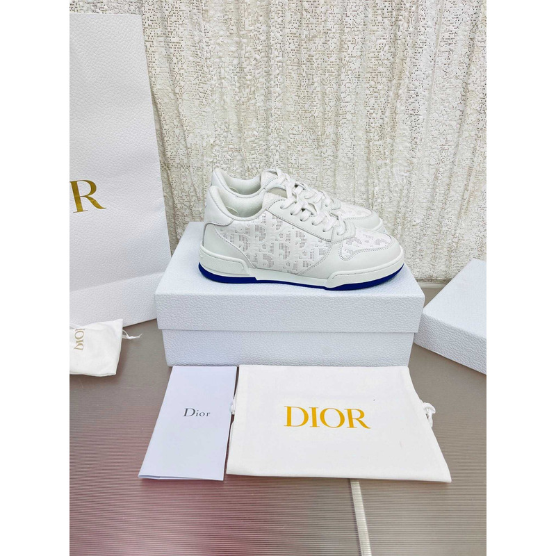 D*or blue and nude oblique perforated calfskin sneakers