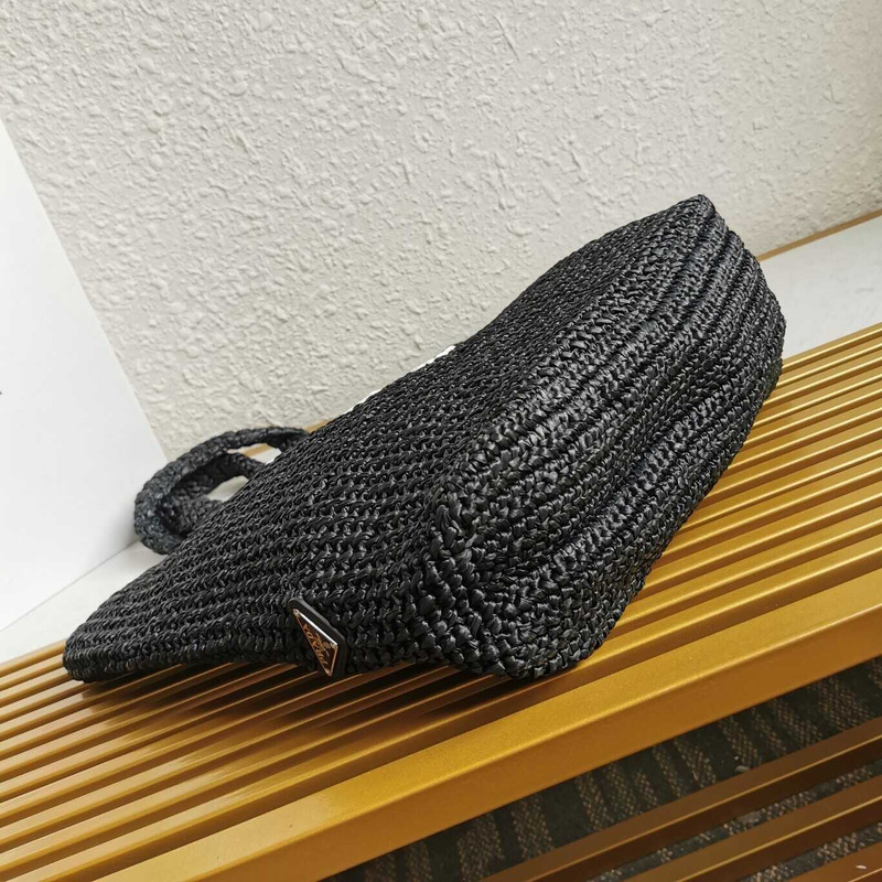 Pra*a raffia tote bag black