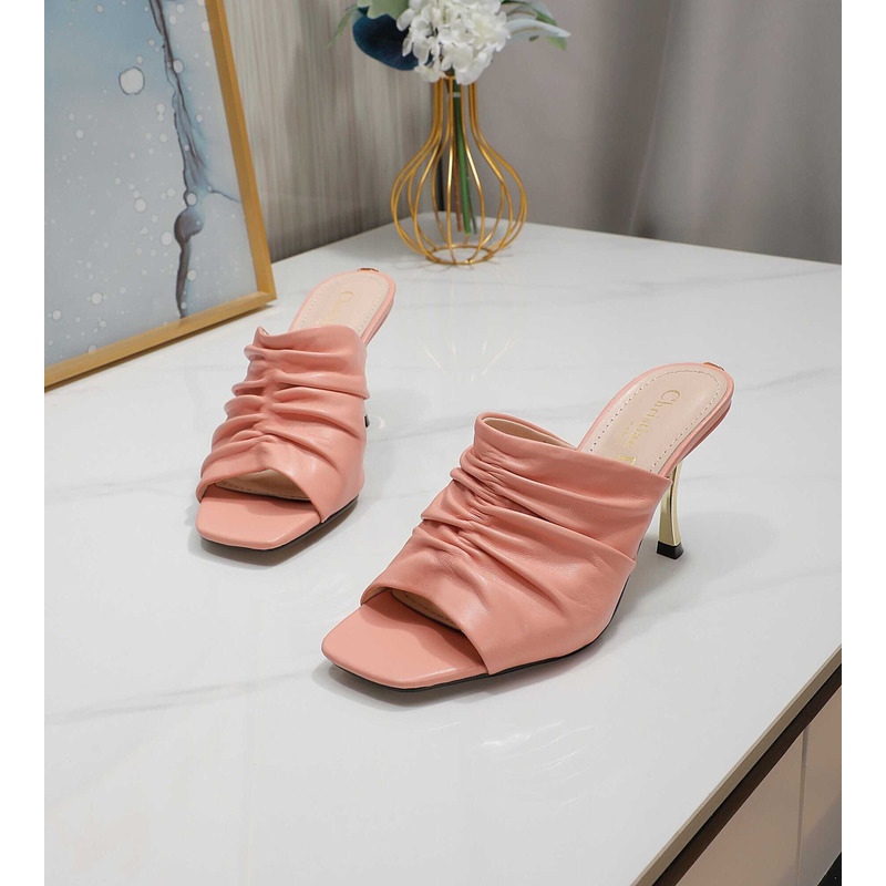 D*or d-fame heeled sandal pleated lambskin pink